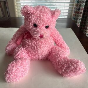 TY Pinkys Shimmer Bear - 2004 Pink Plush Bear, with Soft, Shimmering Curly Fur.